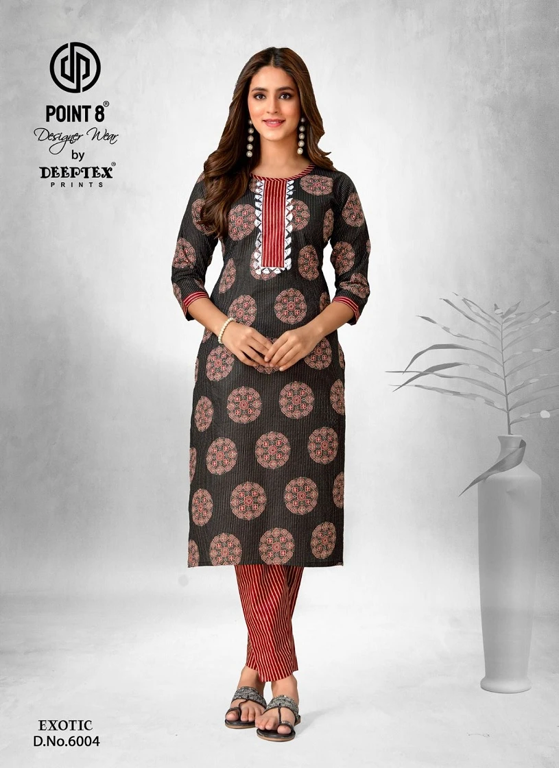 Deeptex Exotic Vol 6 Kantha Cotton Wholesale Kurti with Pant Catalog — Wholesale Kurtis, Deeptex wholesale from Surat — view 3
